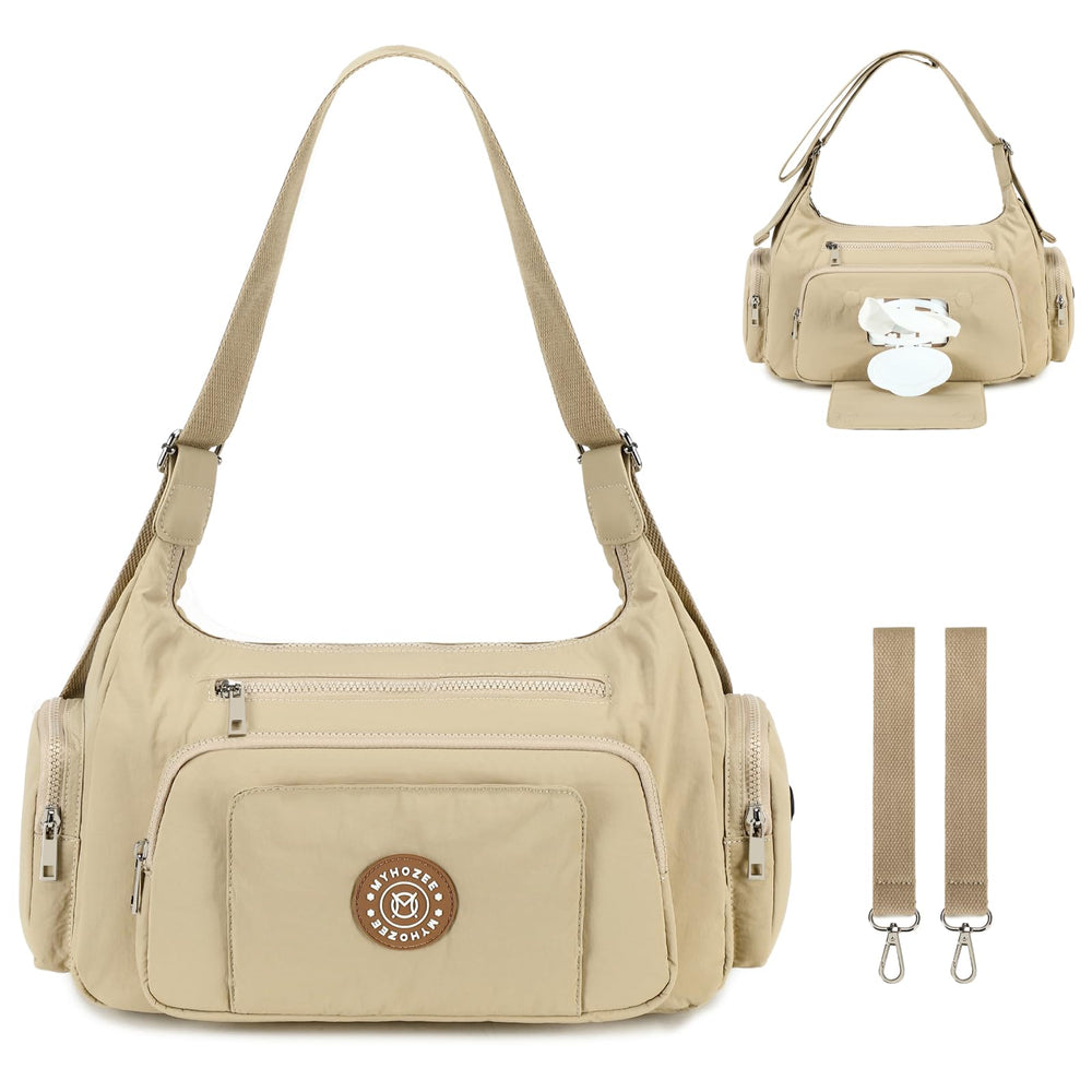 MYHOZEE Puffer Crossbody Bag front view shows organized compartments for busy moms.