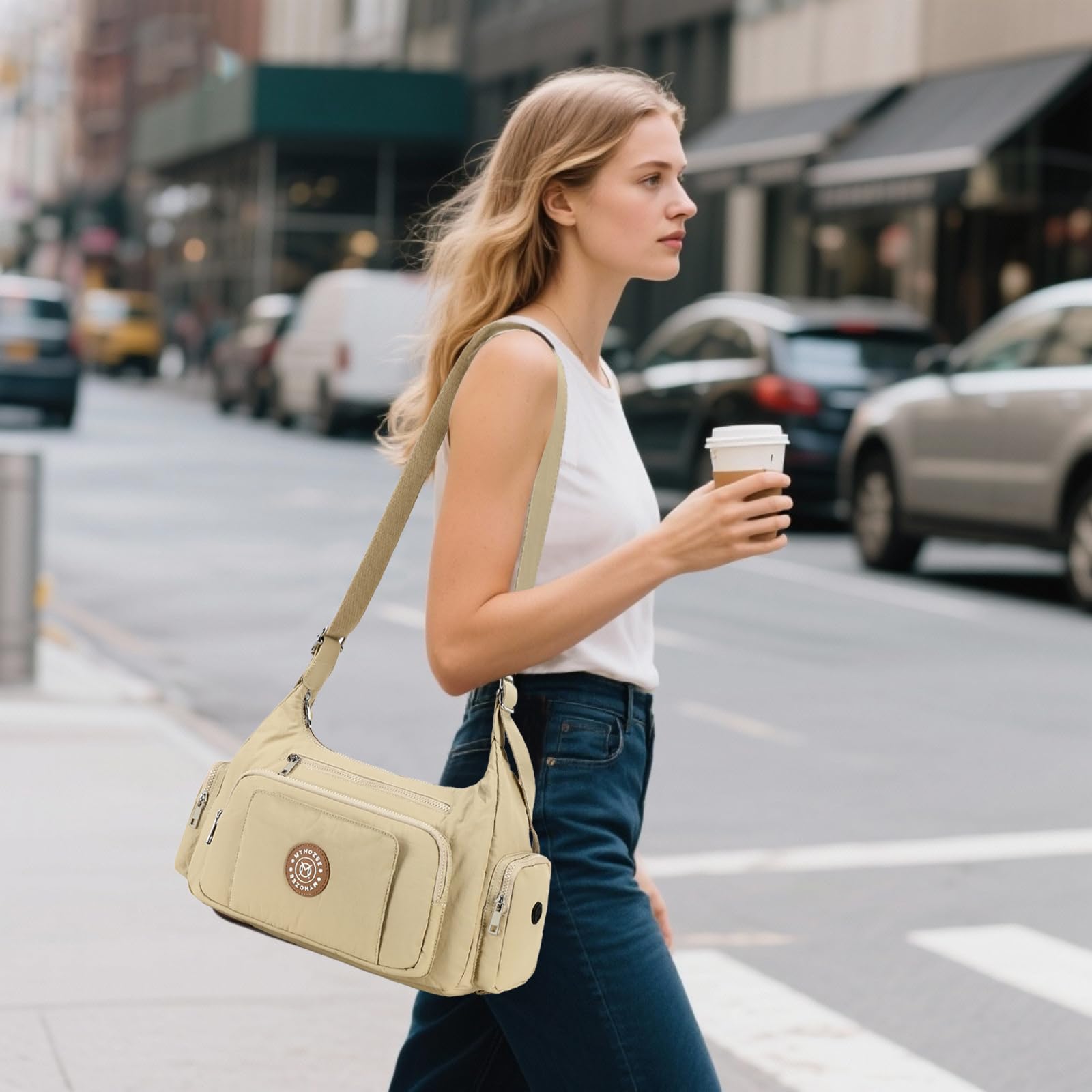 MYHOZEE Puffer Crossbody Bag adjustable strap offers hands-free wear.