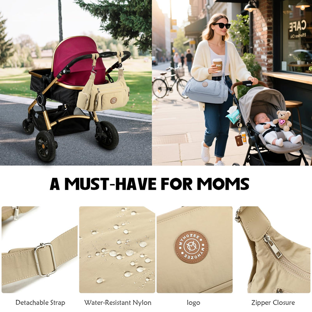 MYHOZEE Puffer Crossbody Bag trash dispenser keeps used wipes and diapers organized.