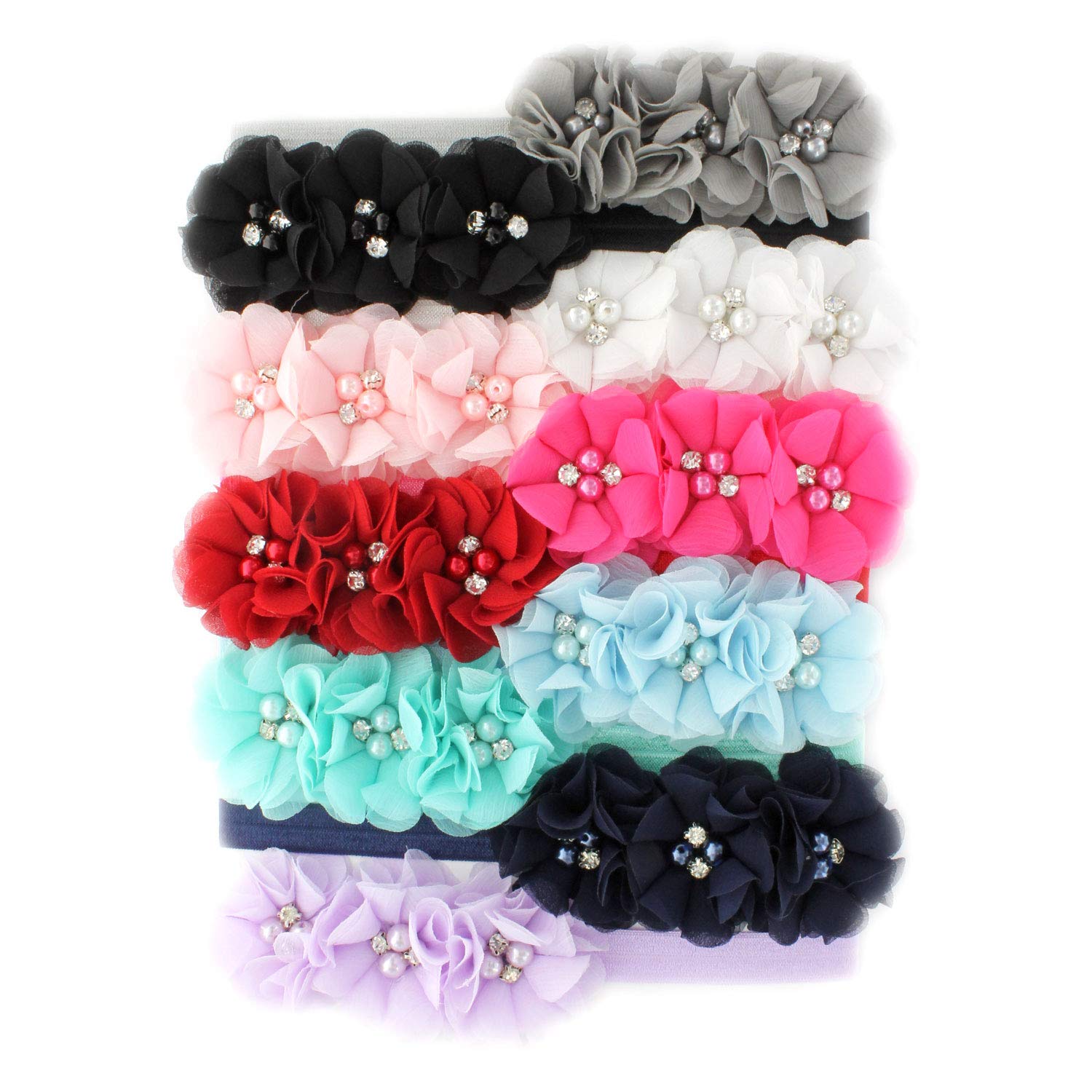 My Lello girls flower headbands on display pack, versatile baby photo prop