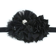 My Lello headband flower-cluster detail enhances vintage outfits for portraits.