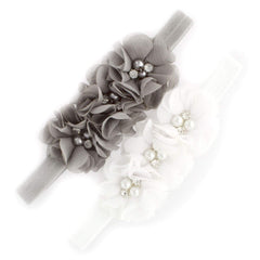 My Lello baby flower headbands white and gray for newborn photography