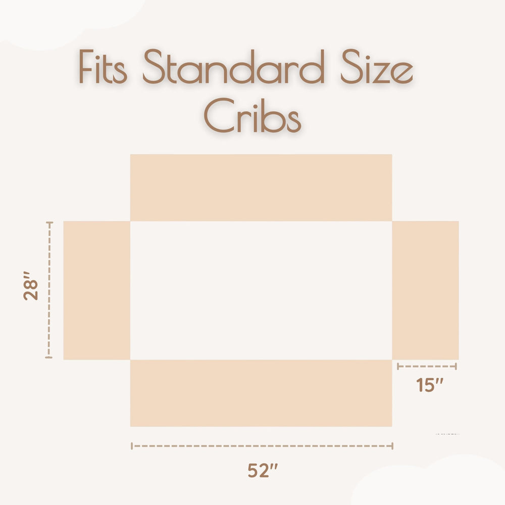 MY LITTLE ZONE brown crib skirt side view shows durable cotton and soft nursery charm
