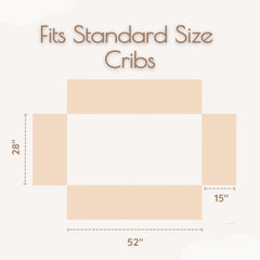 MY LITTLE ZONE brown crib skirt side view shows durable cotton and soft nursery charm