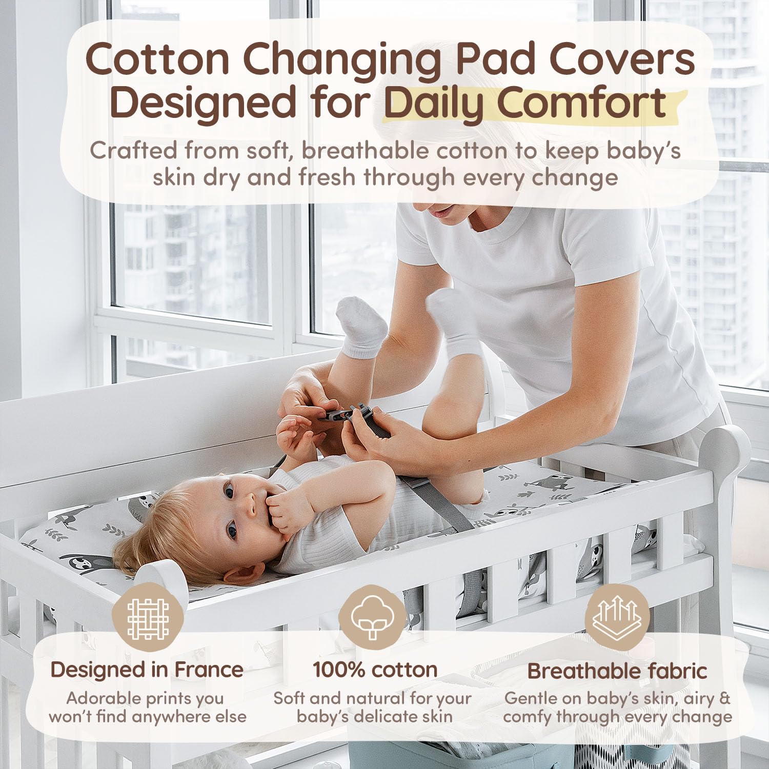mylittlezone changing pad cover elastic around edges ensures snug hold