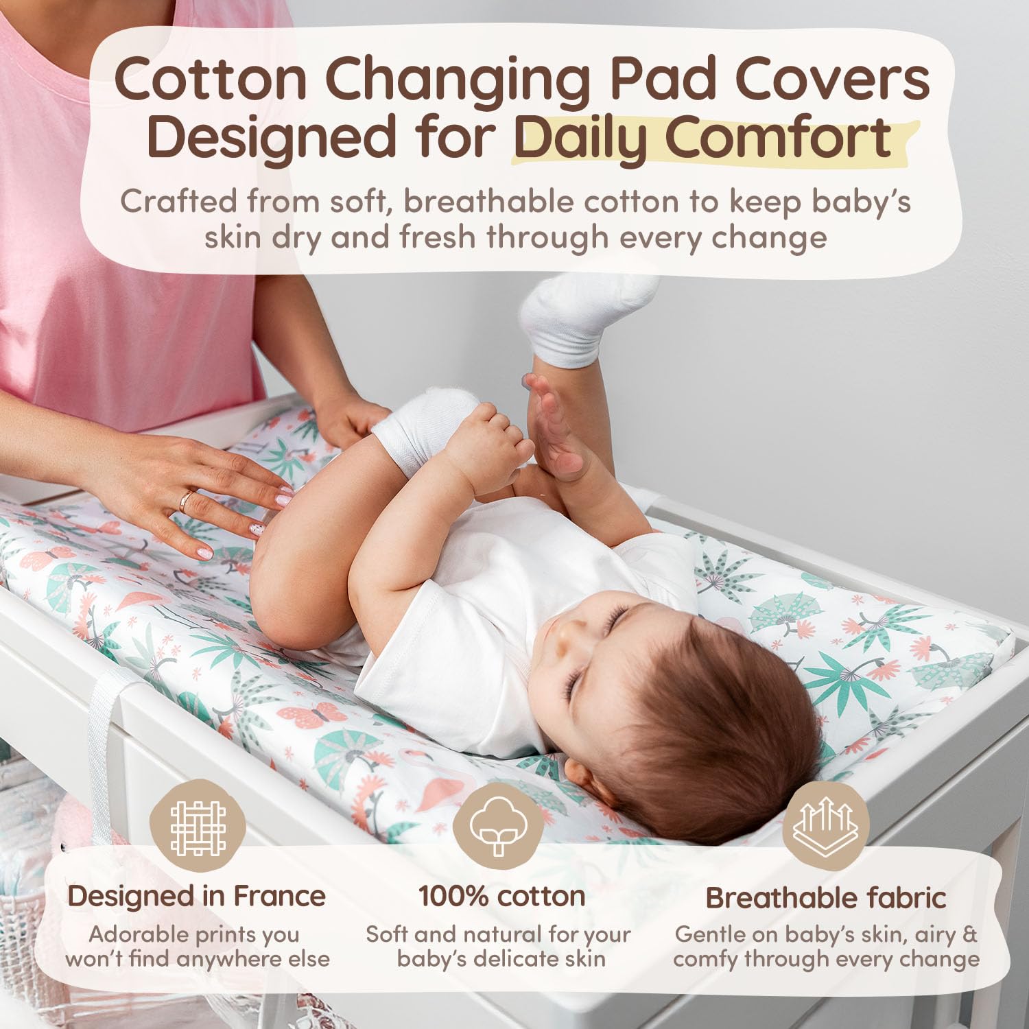MY LITTLE ZONE jungle leaves design offers durable cotton for daily comfort