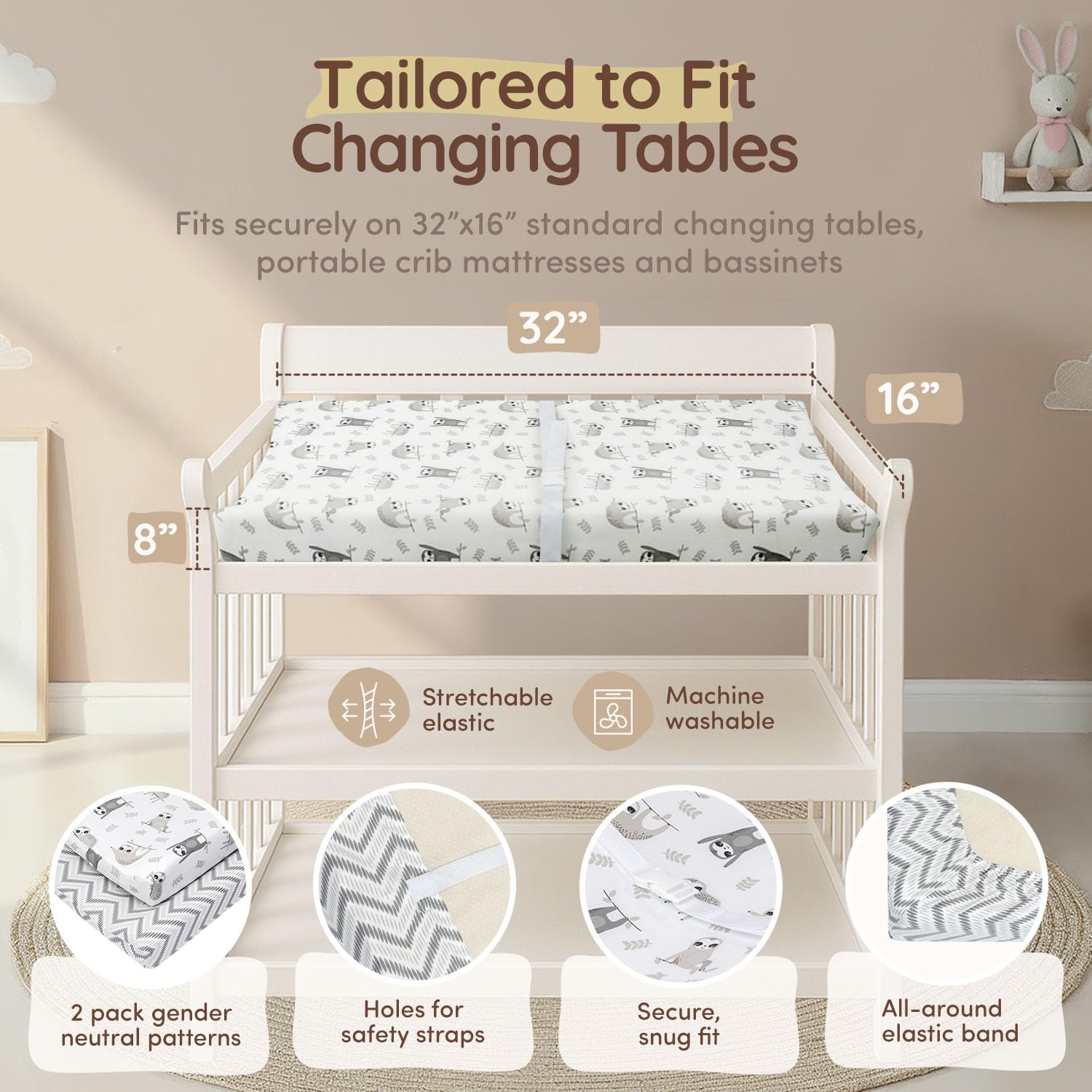 mylittlezone sloth-chevron nursery design adds calming decor and softness