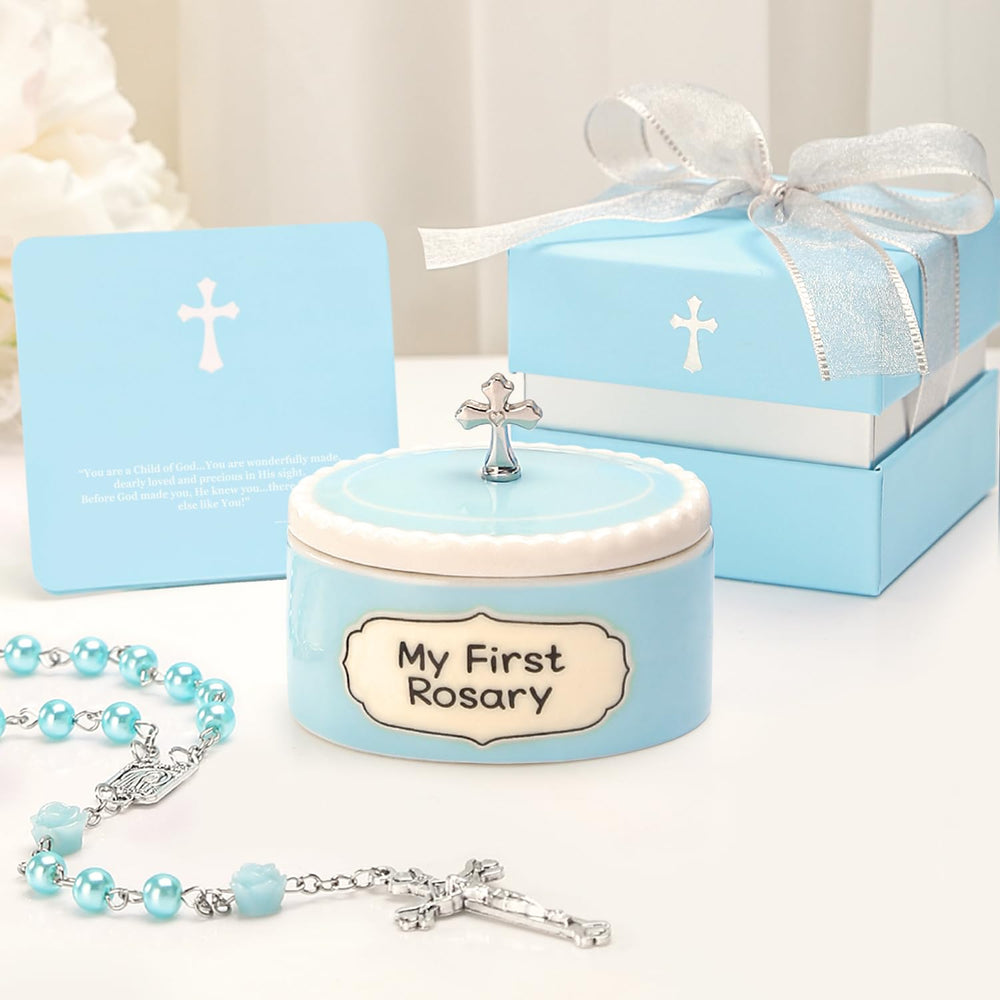 MyMateZoe baby boy dedication table arrangement display.