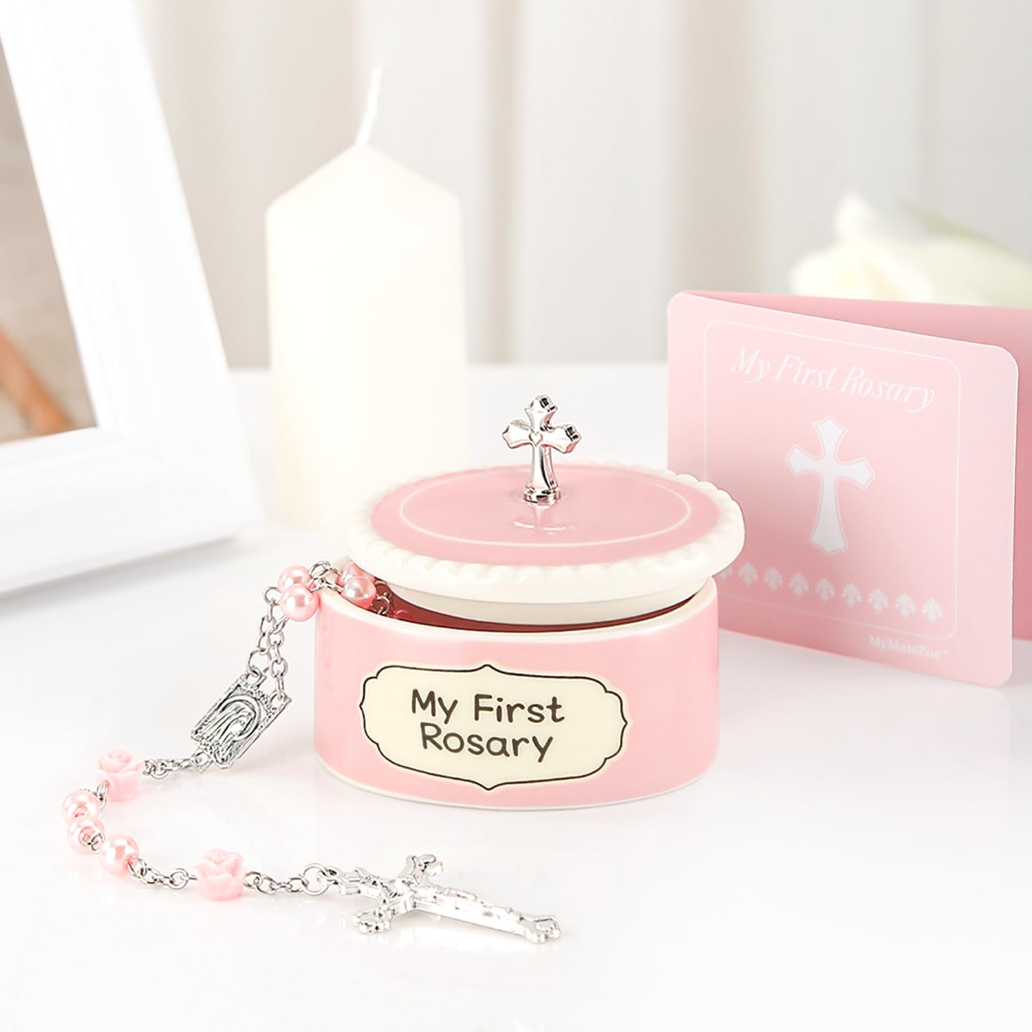 MyMateZoe ceramic-keepsake-box-pink close-up on nursery memories.