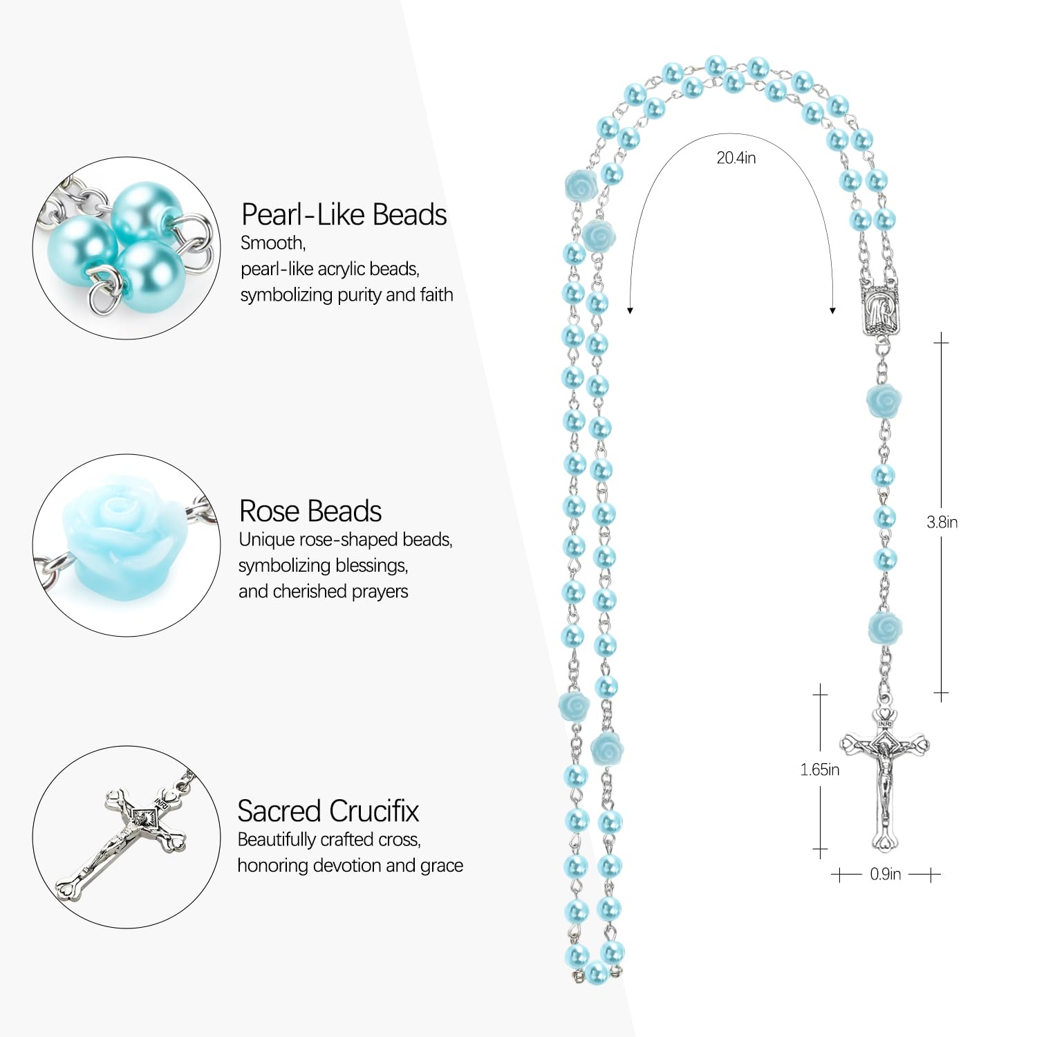 MyMateZoe blue rosary supports prayers during Christmas, baptism, and first communion