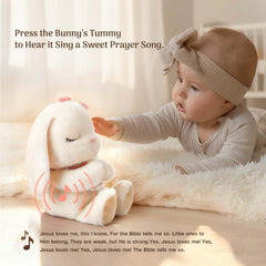 MyMateZoe musical bunny press tummy demonstrates soothing lullaby for baby