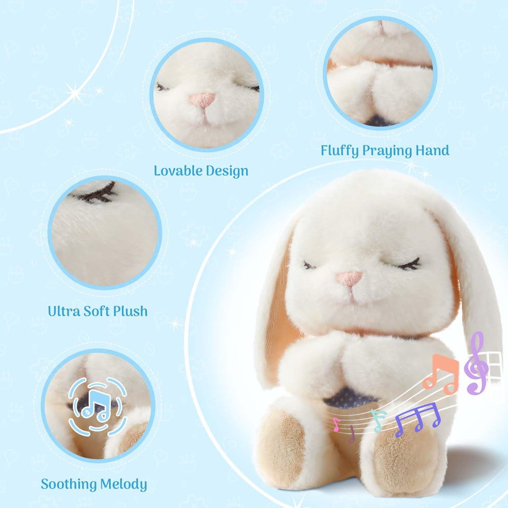 MyMateZoe praying bunny plush soft 9-inch companion for bedtime prayers