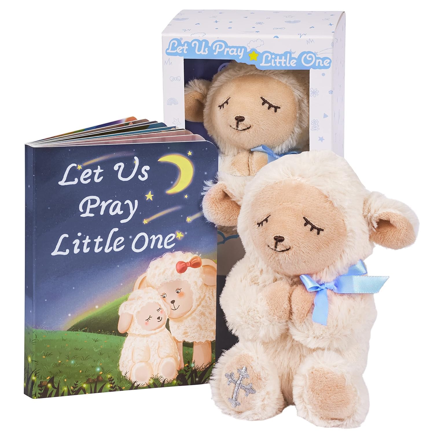 MyMateZoe praying lamb plush 7-inch soft bedtime companion for baby boys.