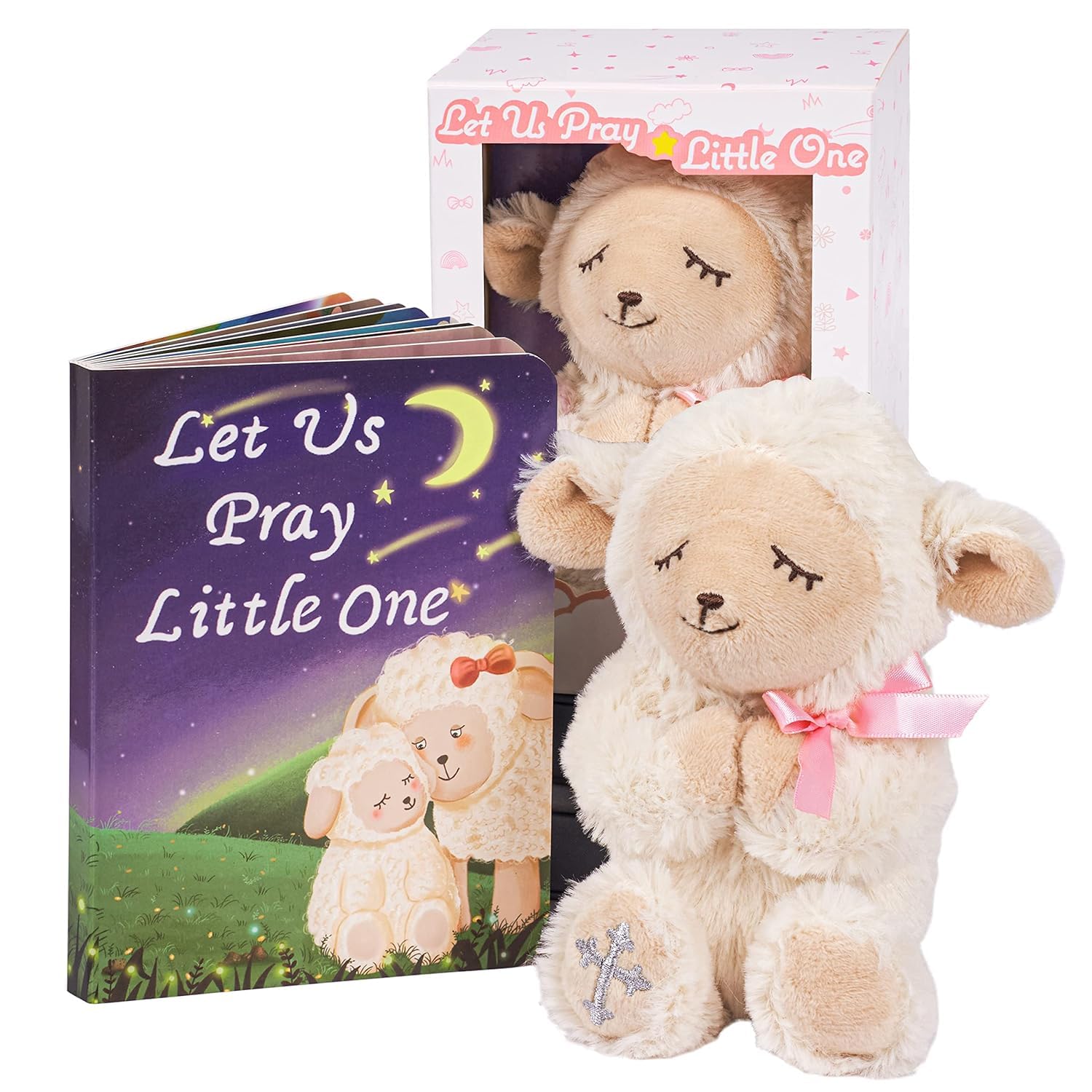 MyMateZoe praying lamb plush 7 inch, soft bedtime companion