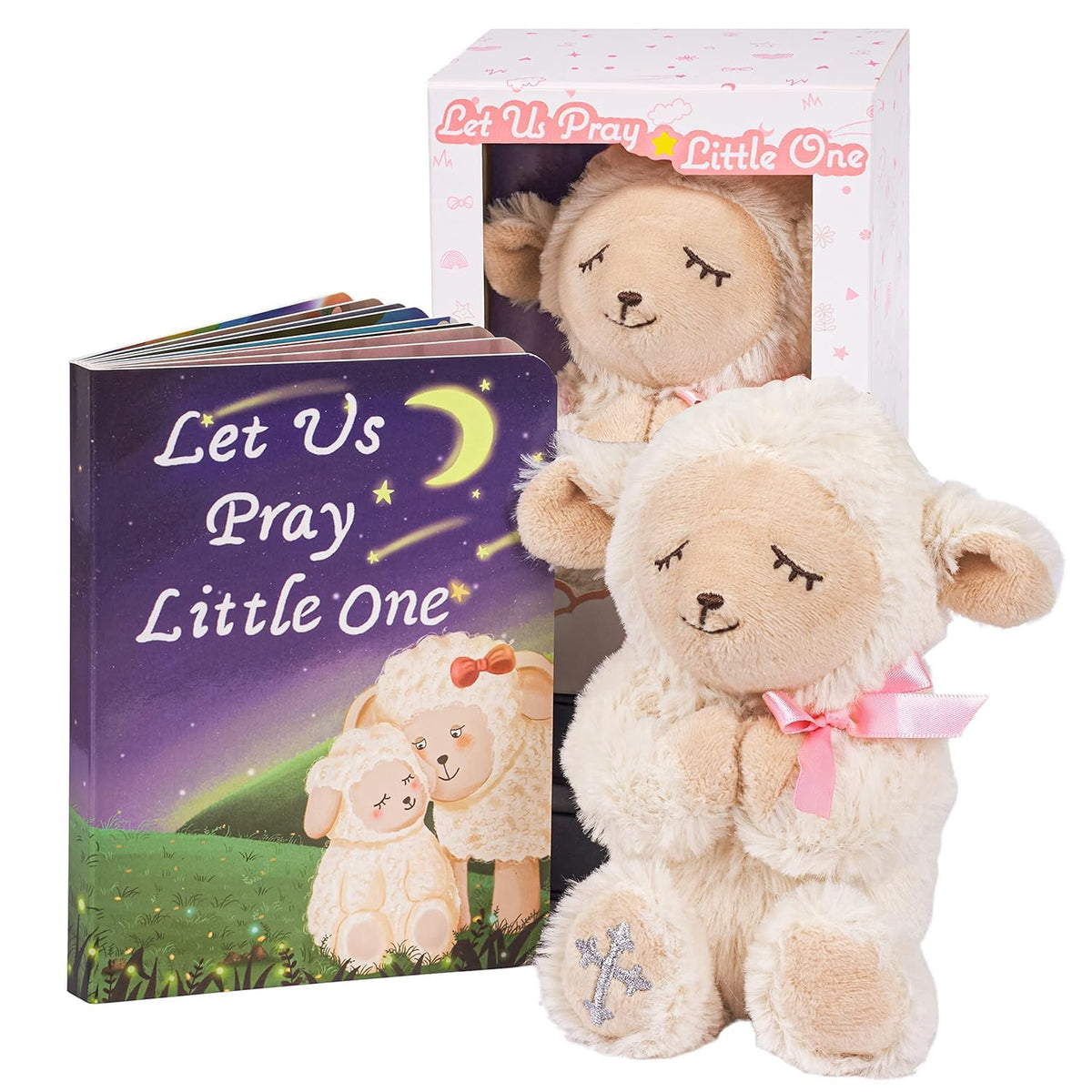 MyMateZoe praying lamb plush 7 inch, soft bedtime companion