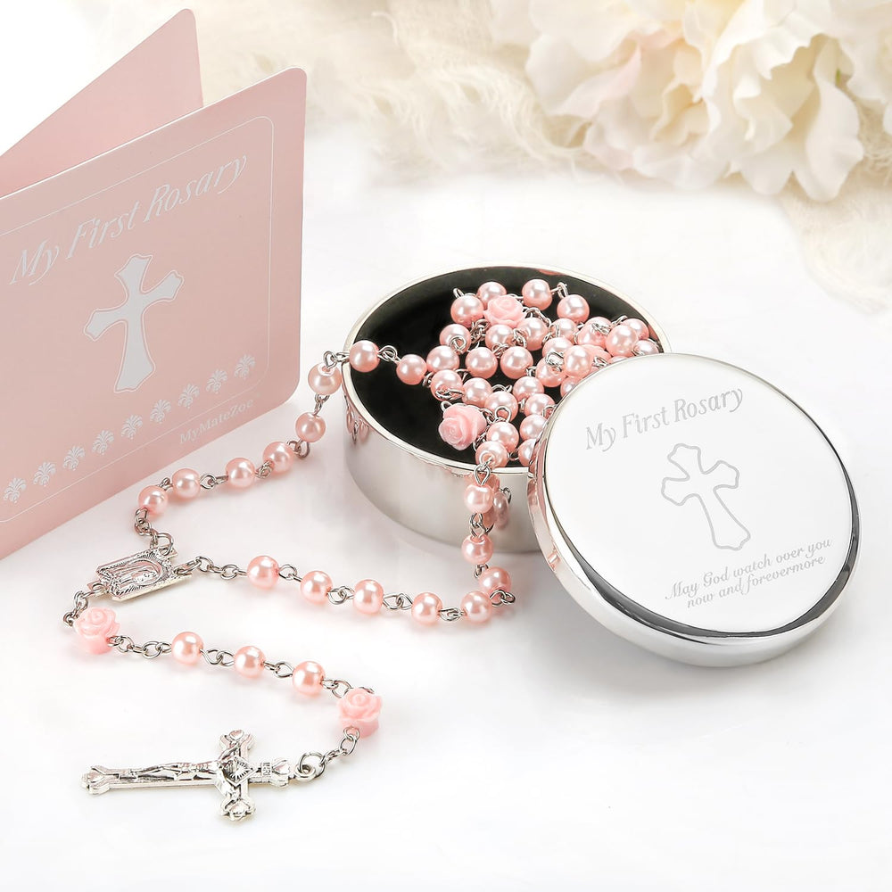 MyMateZoe silver-plated keepsake box protects cherished rosary