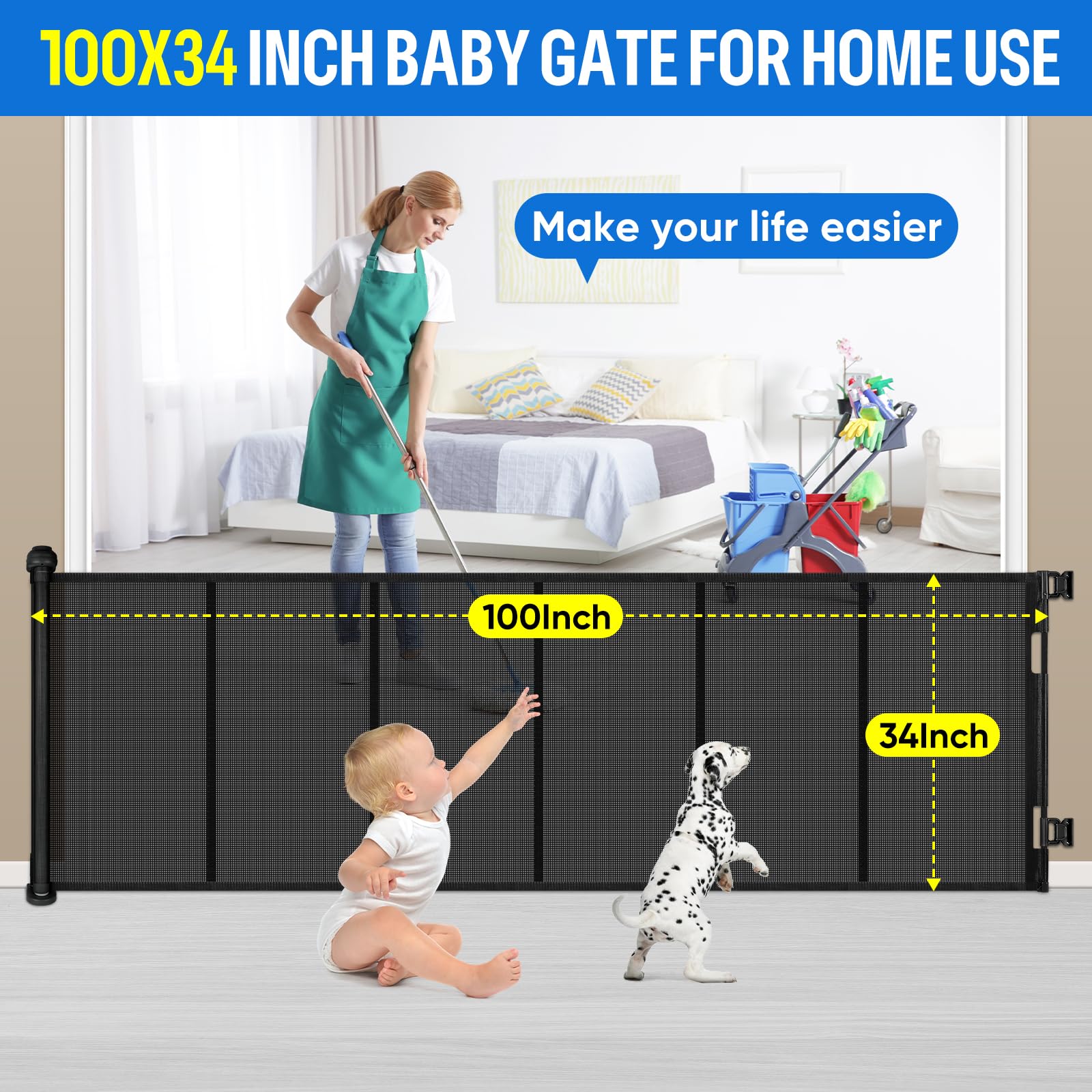 MYPIN one-handed operation gate enabling smooth, hands-free passage while holding a child.