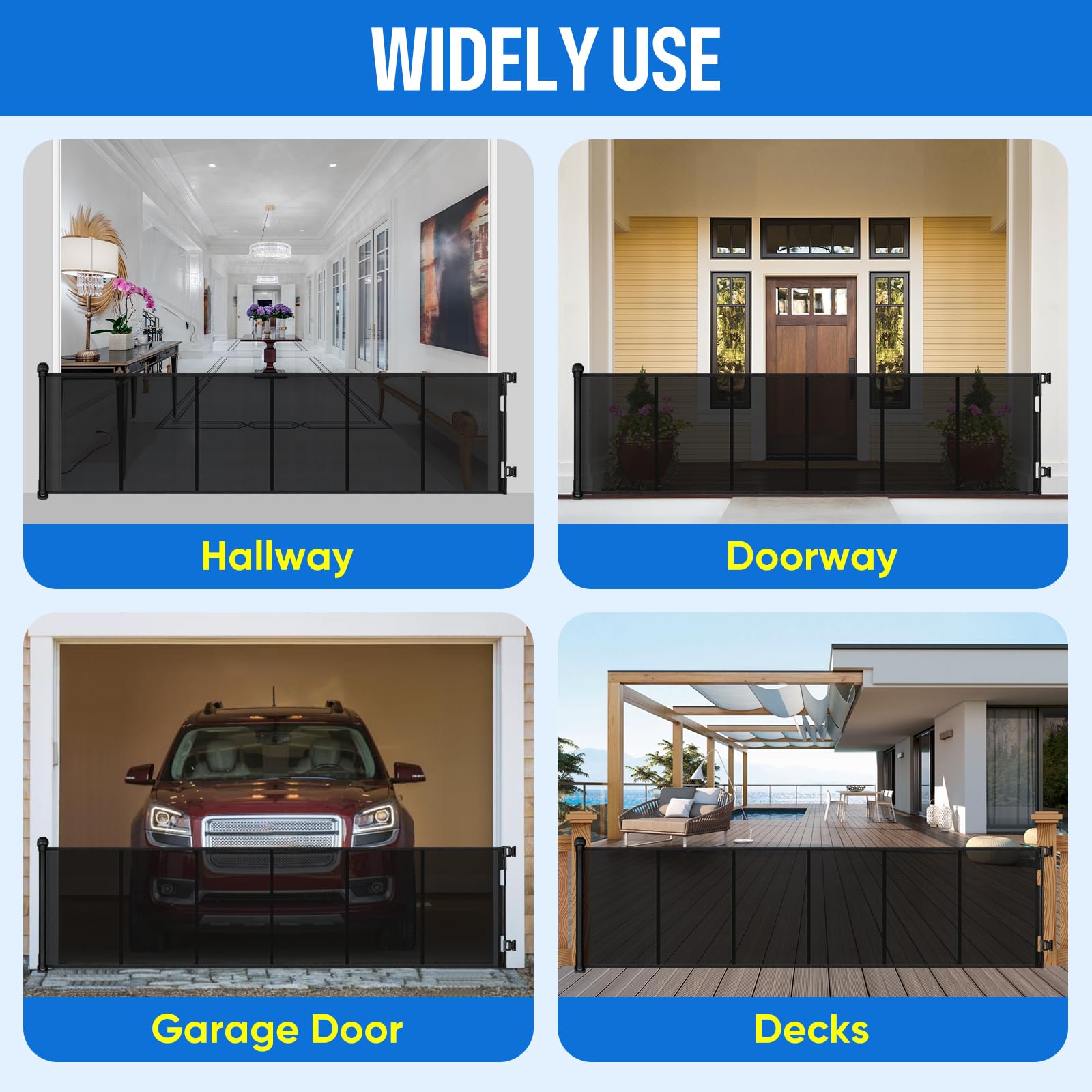 MYPIN stylish black mesh design blends with home decor while keeping kids and pets safe.