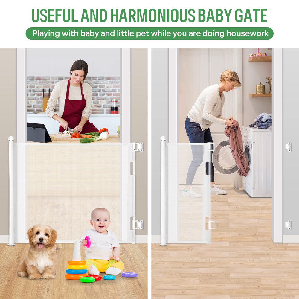 MYPIN baby and pet gate secures hallways and doorways with quick setup.
