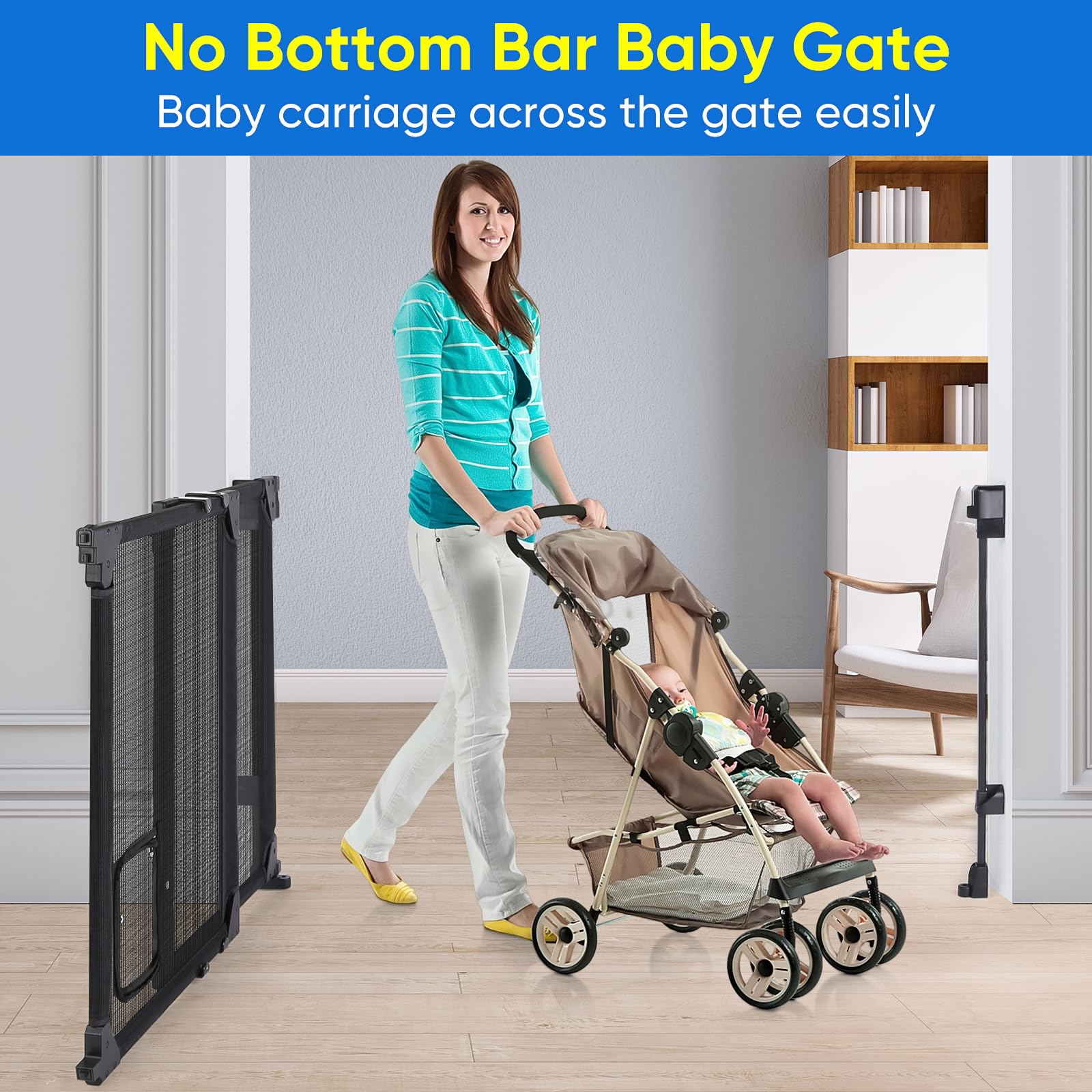 MYPIN cat door feature allows pets to pass while keeping baby safe.