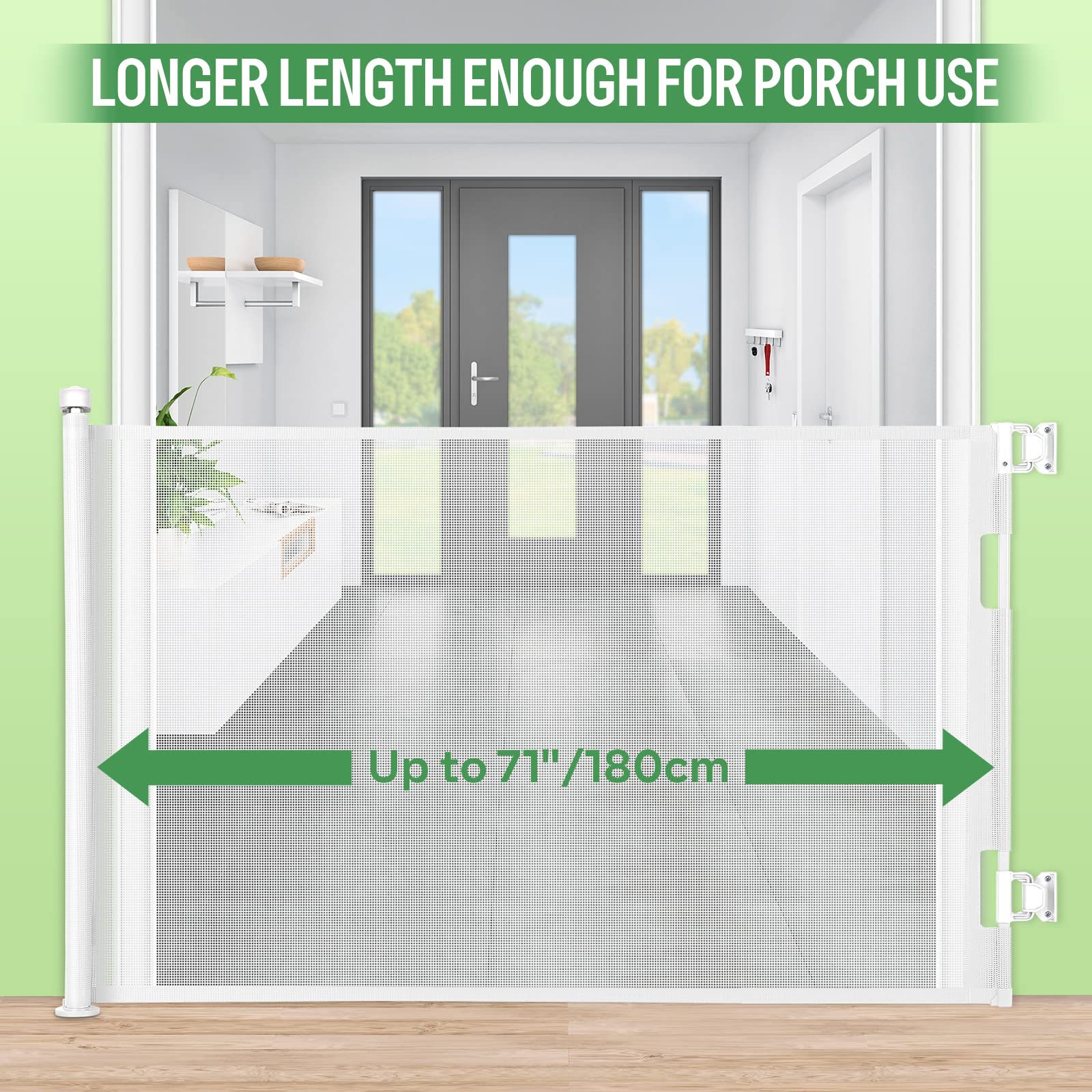 MYPIN retractable design with width up to 180 cm for adaptable doorways.
