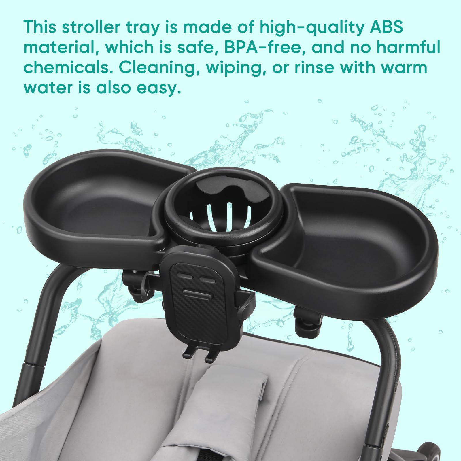 MYPIN snack tray deep compartment prevents spills and toy loss.