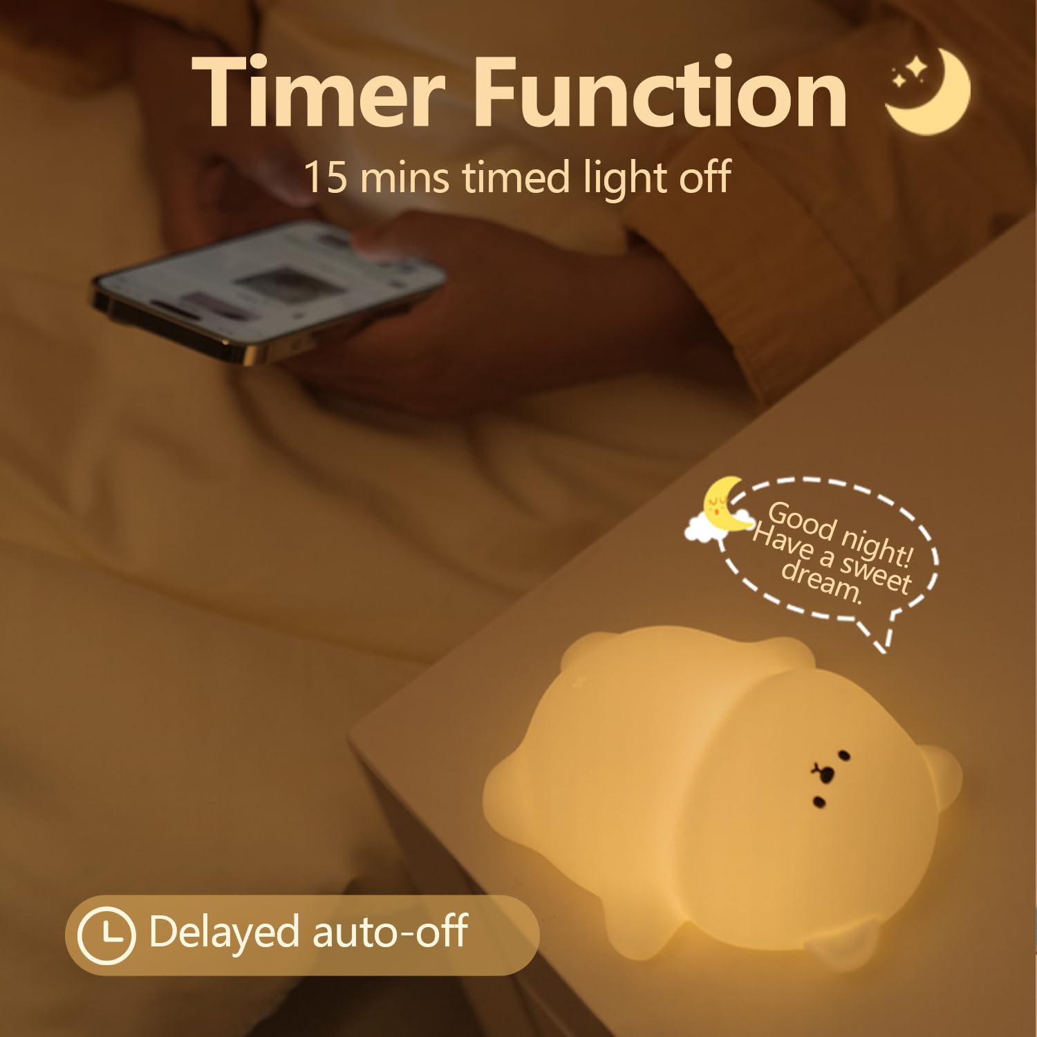 Myratts Cute Lying Bear Night Light included USB cable and manual.