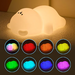 Myratts Cute Lying Bear Night Light displaying warm glow for nursery decor.