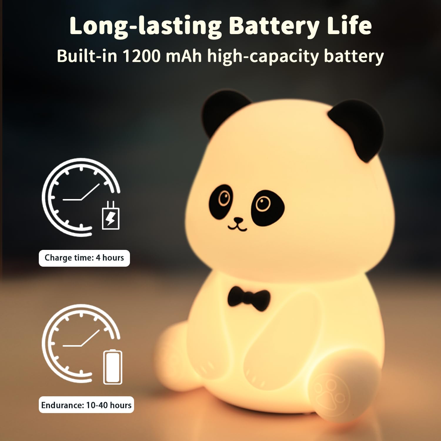 Myratts Panda Night Light camping or dorm room decor with cozy ambient lighting