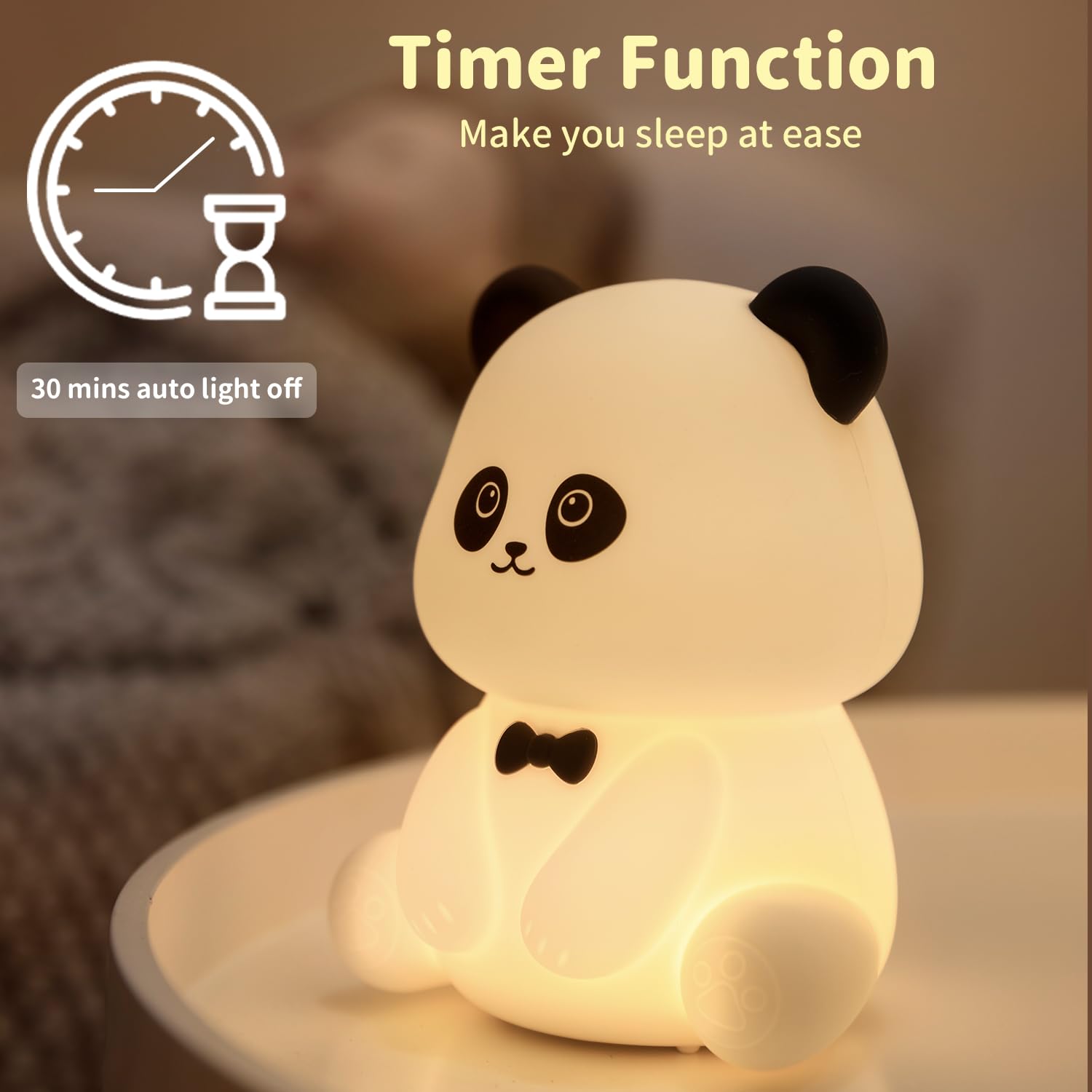Myratts Panda Night Light soft silicone surface, squeezable comfort during bedtime