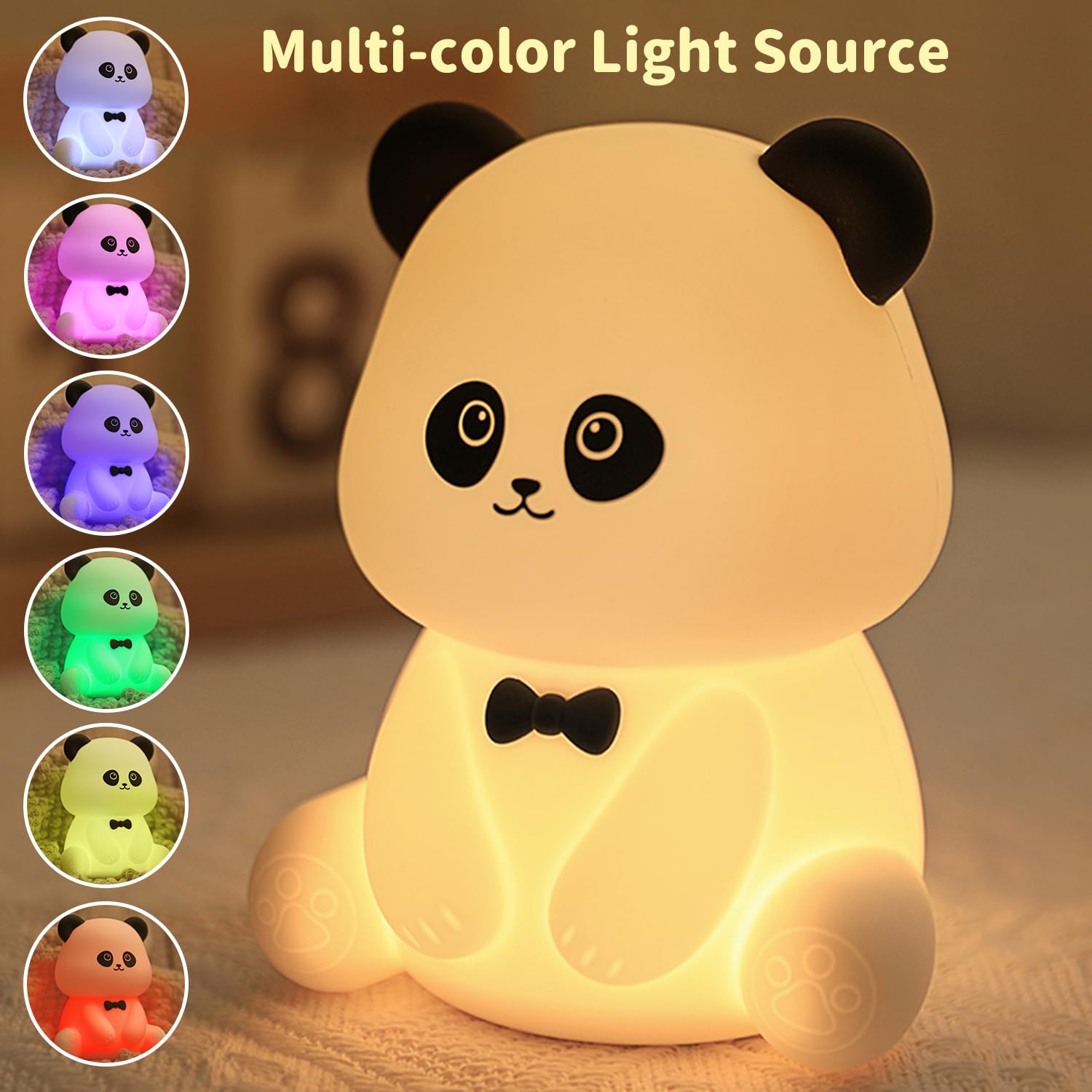 Myratts Panda Night Light touch-control panel close-up, easy dimming for kids' rooms