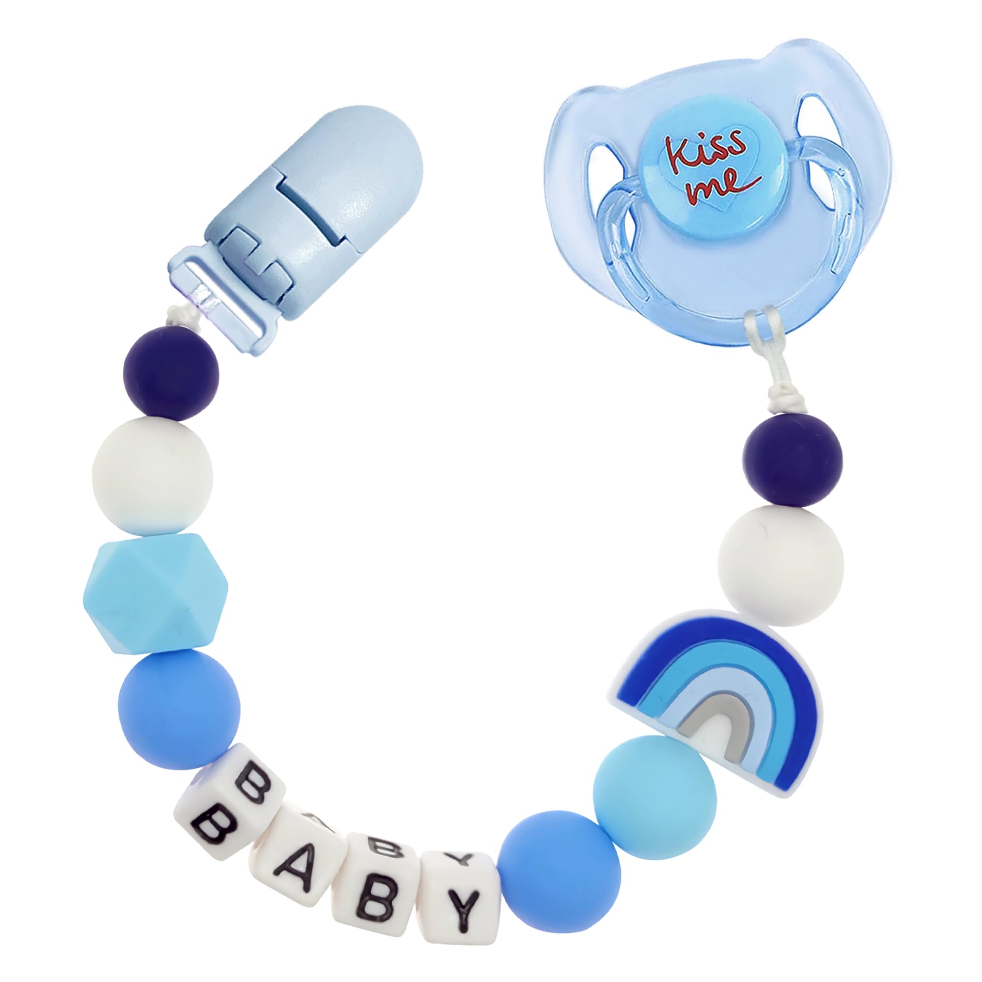 MYREBABY blue magnetic pacifier and clip provide secure hold during pretend play