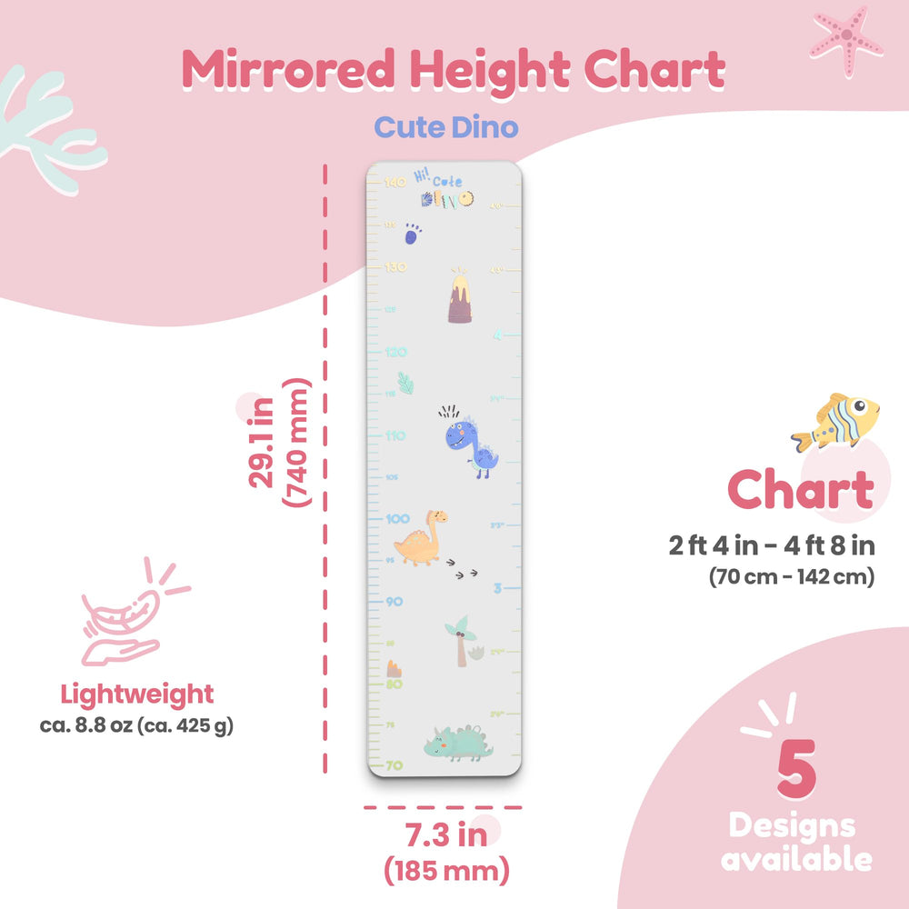 MYRO shatterproof acrylic growth chart—durable mirror and ruler for kids.