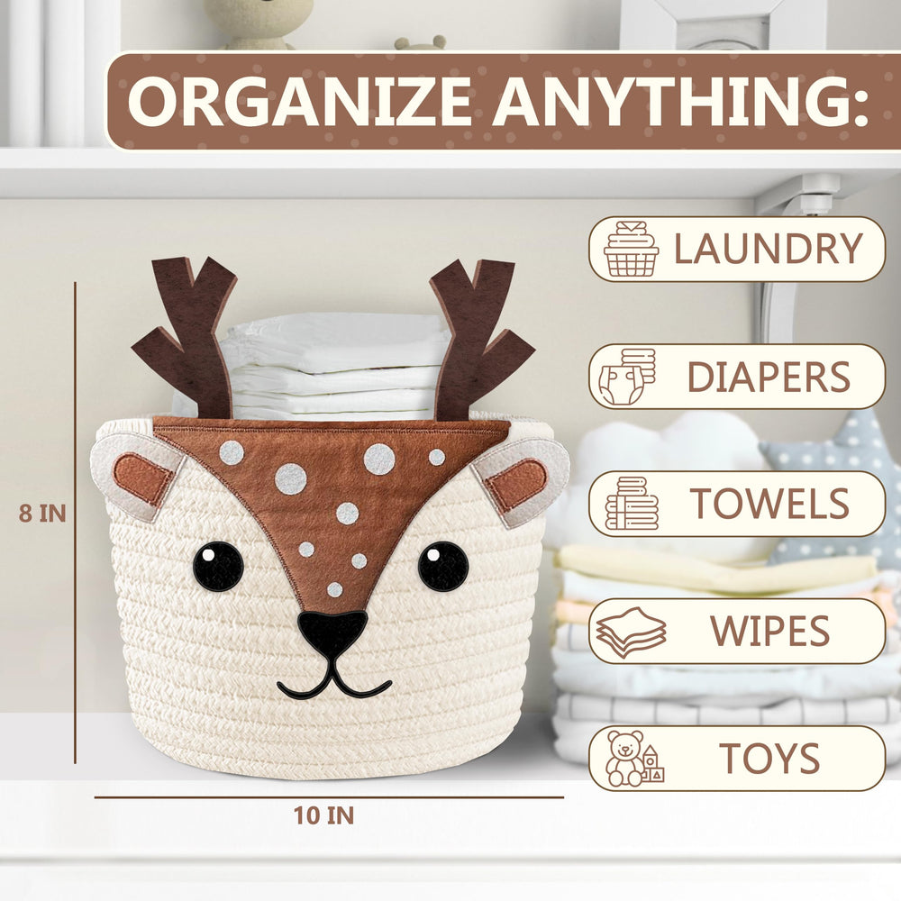 MYS HOMESTYLE nursery storage basket keeps diapers and wipes neatly accessible.