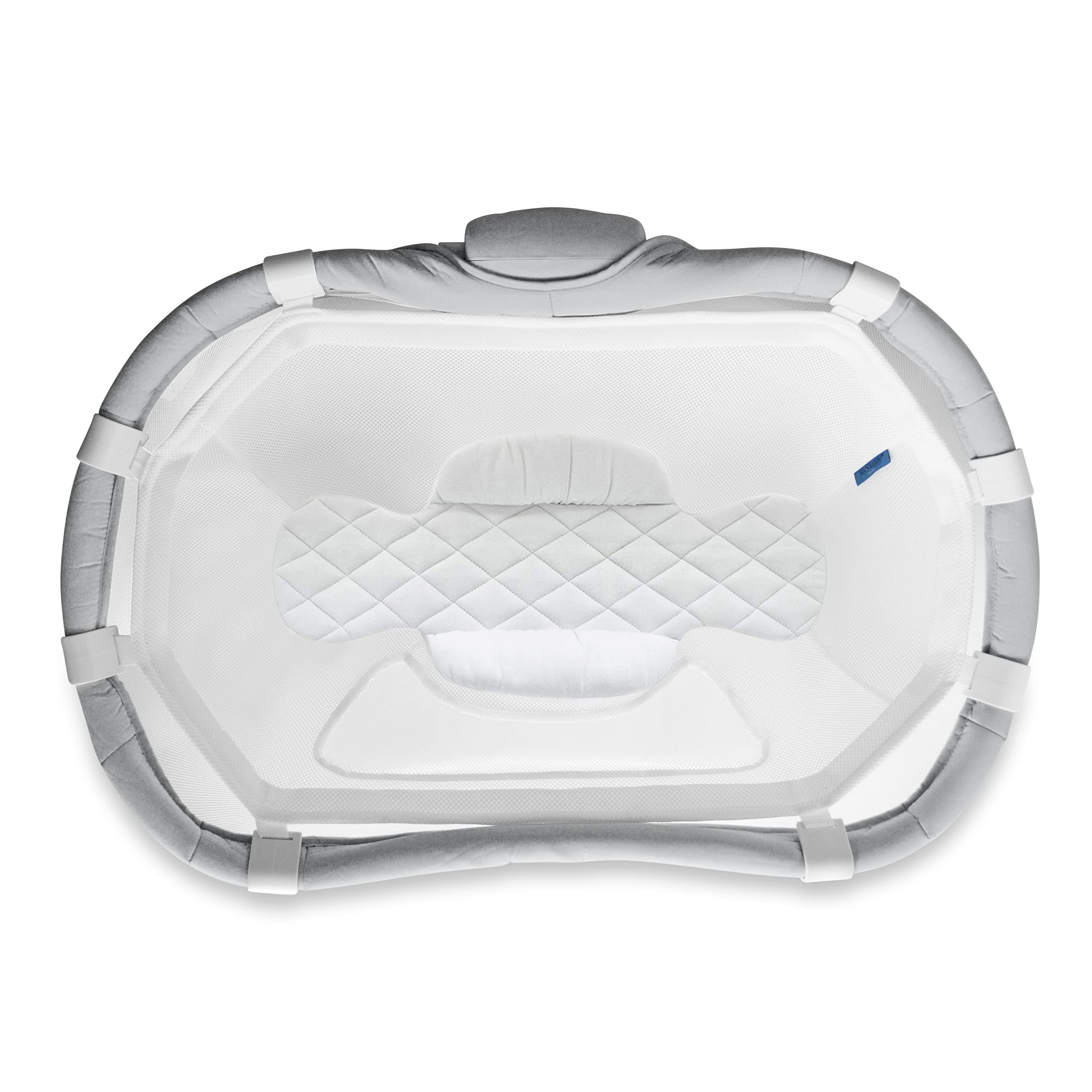 MySnuggly Sleep Solution demonstrates Halo 3.0 bassinet compatibility for flat-sleep safety.