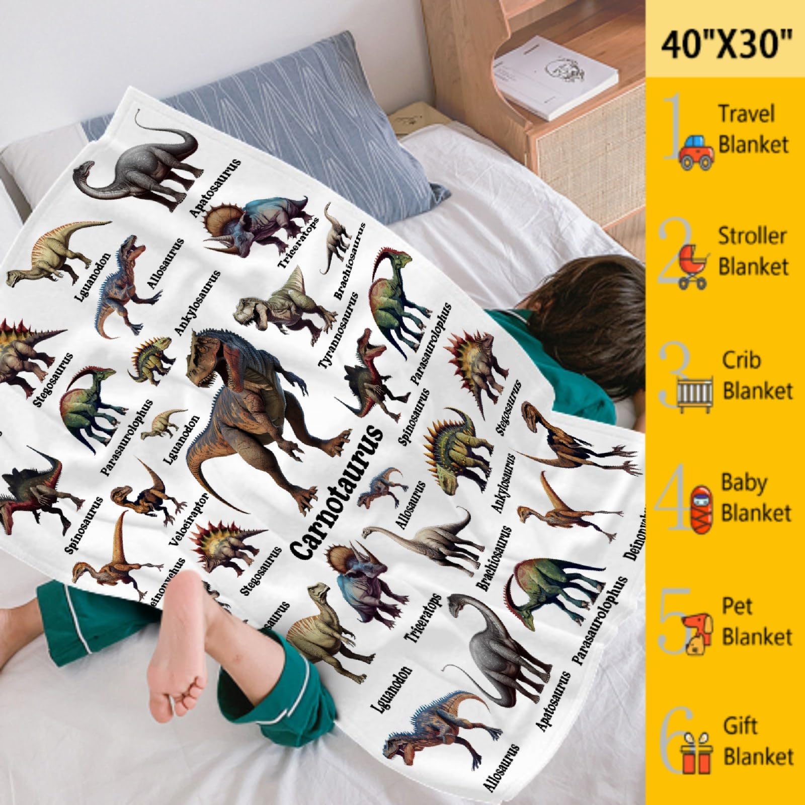 MYSTCOVER Dinosaur Blanket kids 50x40 suitable for reading corners and cozy play
