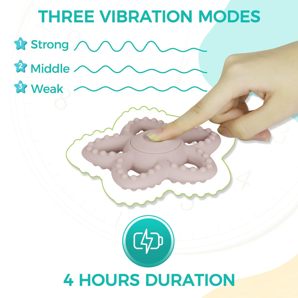 Myvikcar pink star teether with textured dots supports sensory play