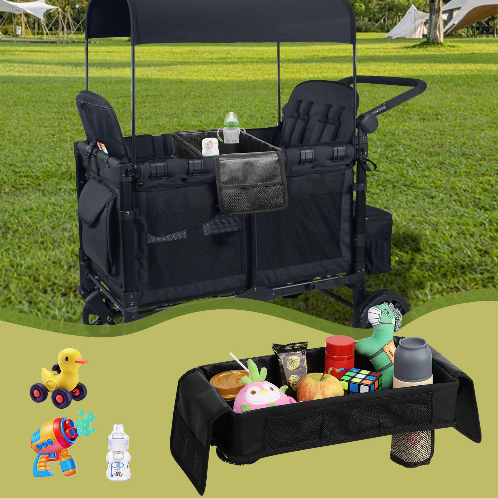 Myvikcar snack tray folds the pocket to free snack space