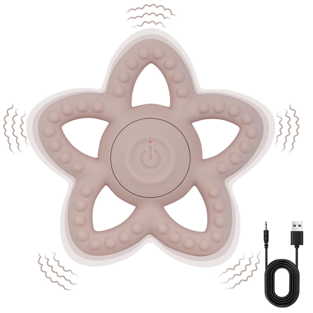 Myvikcar vibrating sensory chew toy pink star surface for soothing teething comfort