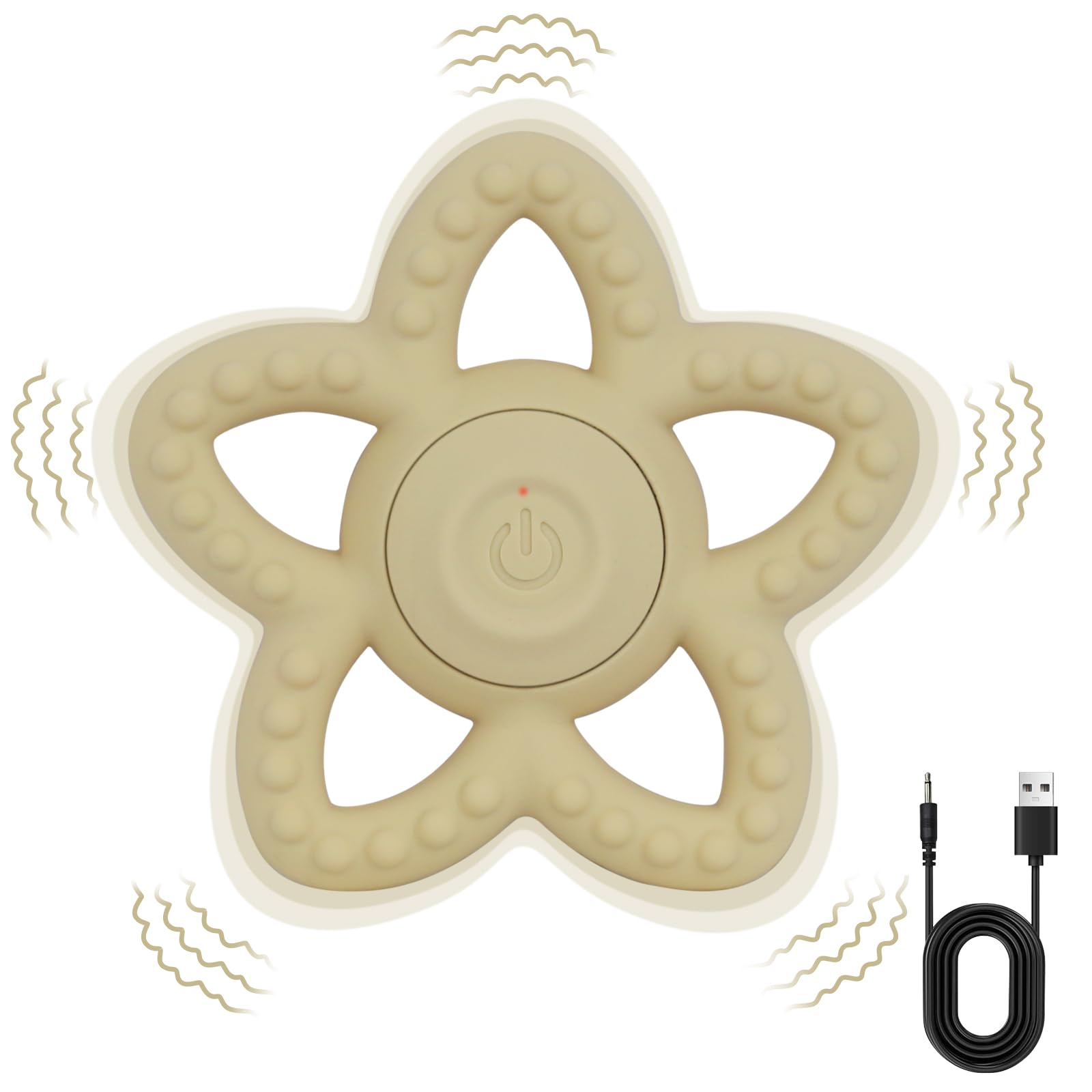 Myvikcar vibrating sensory chew toy yellow star design for calming teething relief.