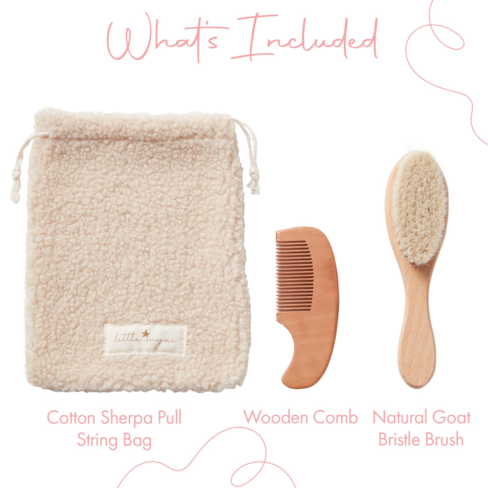MYZI baby comb and brush gentle tools for newborn styling