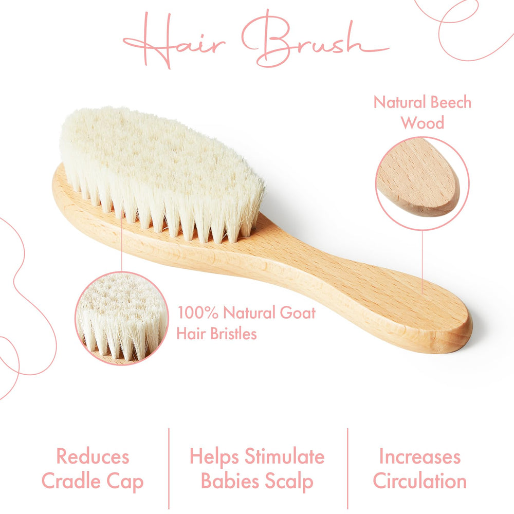 MYZI newborn hair brush with soft bristles for sensitive scalps