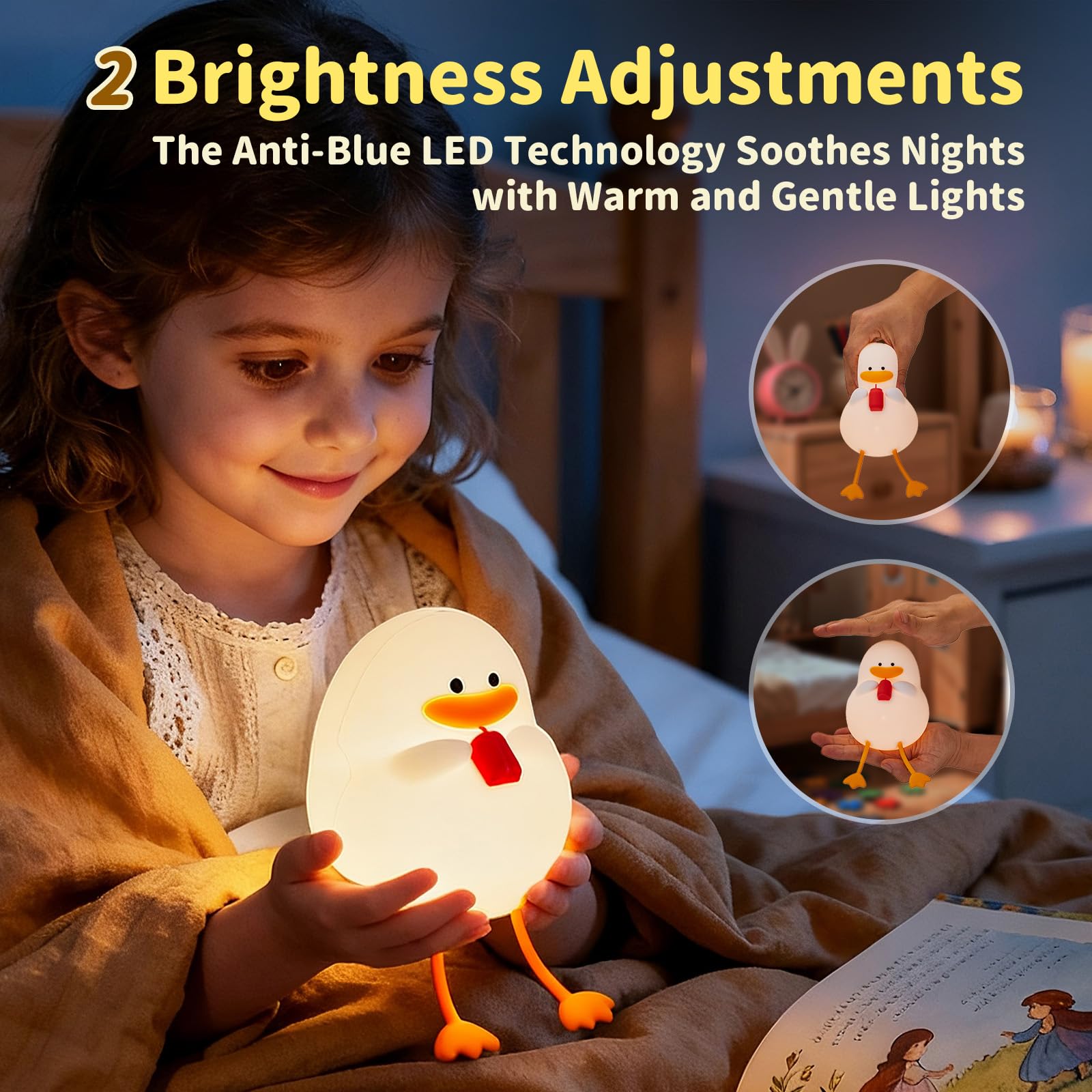 Myzztek Happy Duck Lamp anti-blue LED ensures eye-friendly illumination during night time.