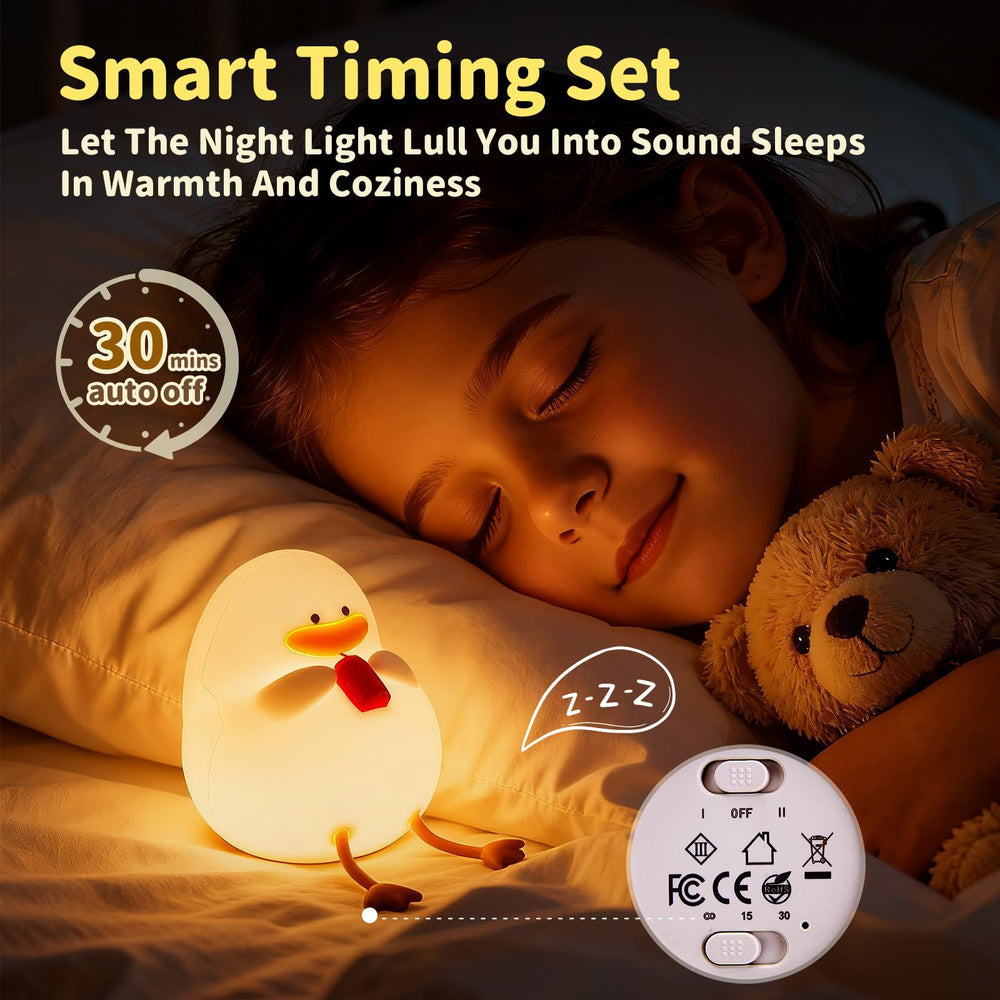 Myzztek Happy Duck Lamp brightness-timer feature helps energy-saving bedtime routine.