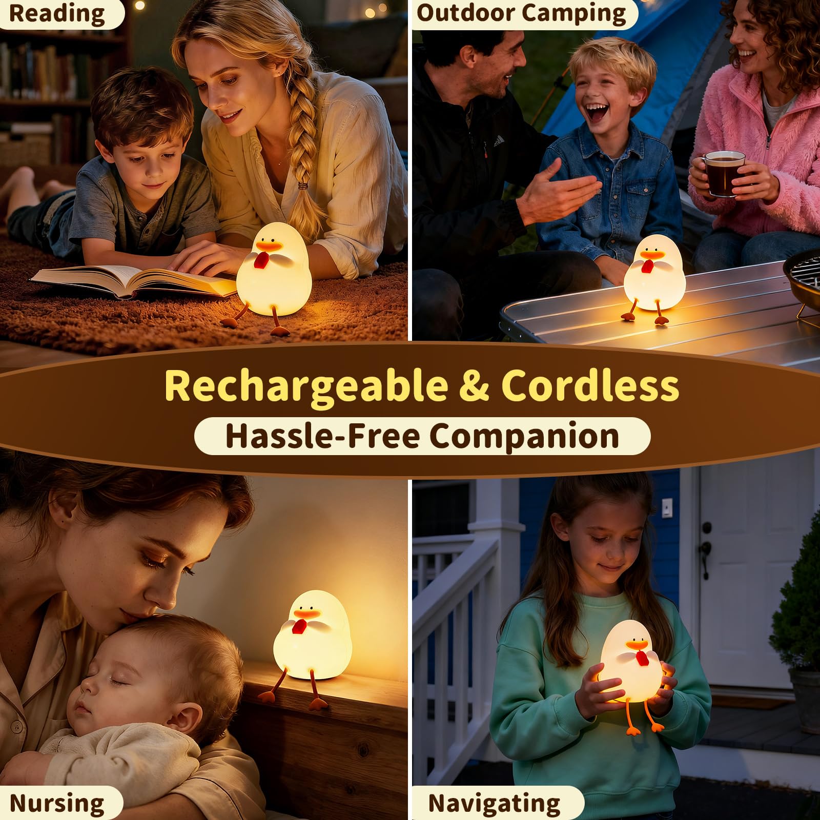 Myzztek Happy Duck Lamp pat-activation invites gentle interaction for kids.