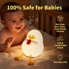 Myzztek Happy Duck Lamp soft-glow demonstrates warm lighting for nursery use.