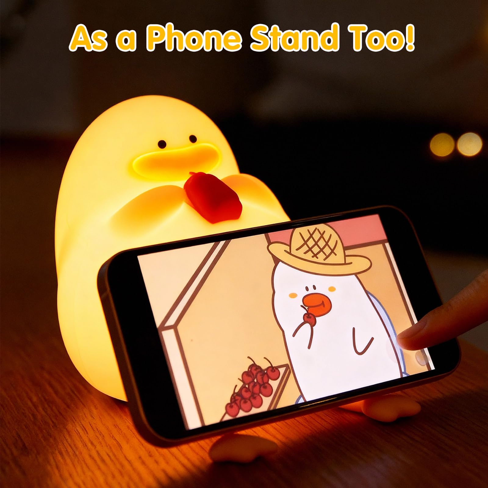 Myzztek Happy Duck Lamp USB-rechargeable setup keeps bedside lighting ready.
