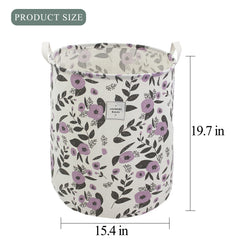 Mziart floral purple collapsible basket side view for organized spaces.