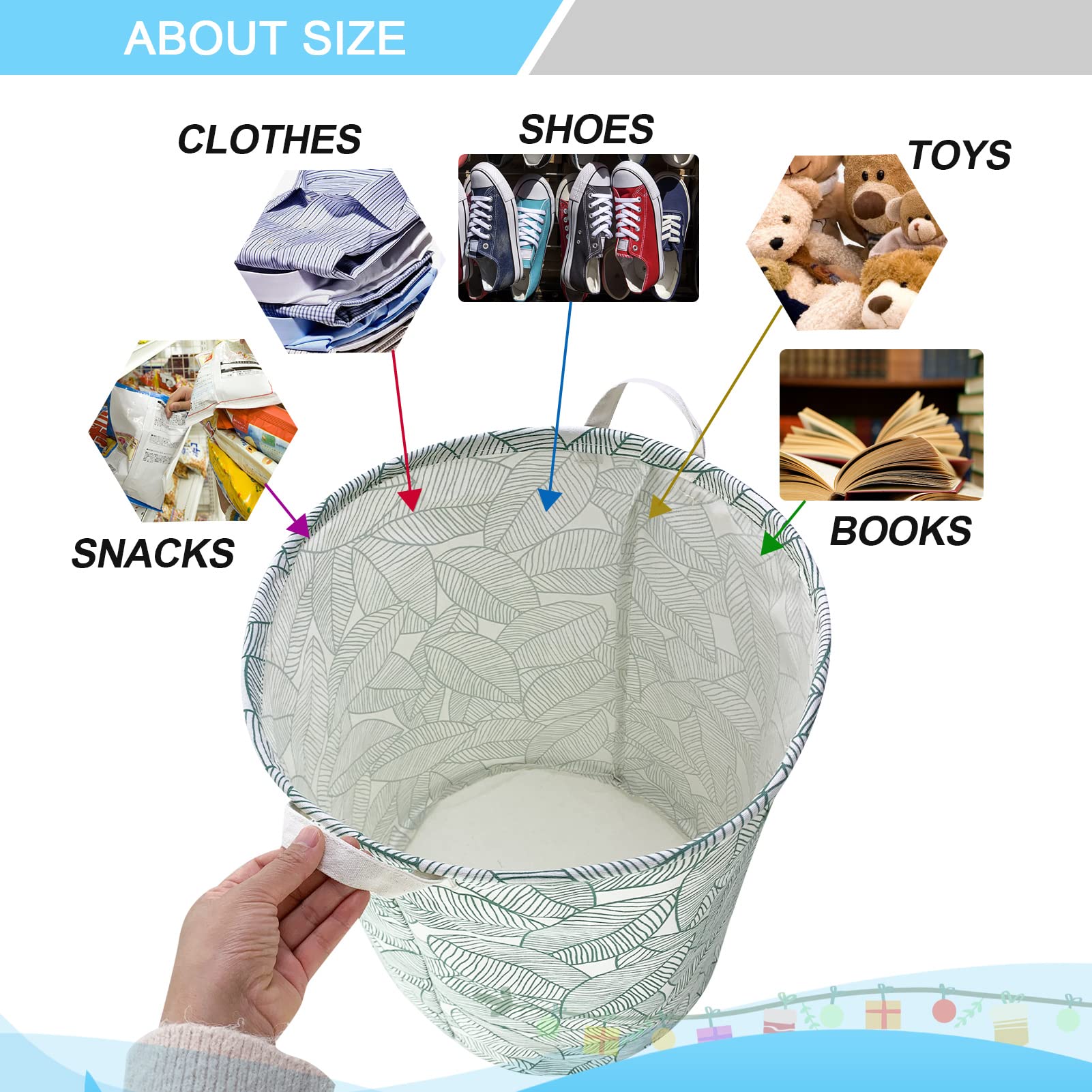 Mziart foldable laundry bin collapsible for compact storage