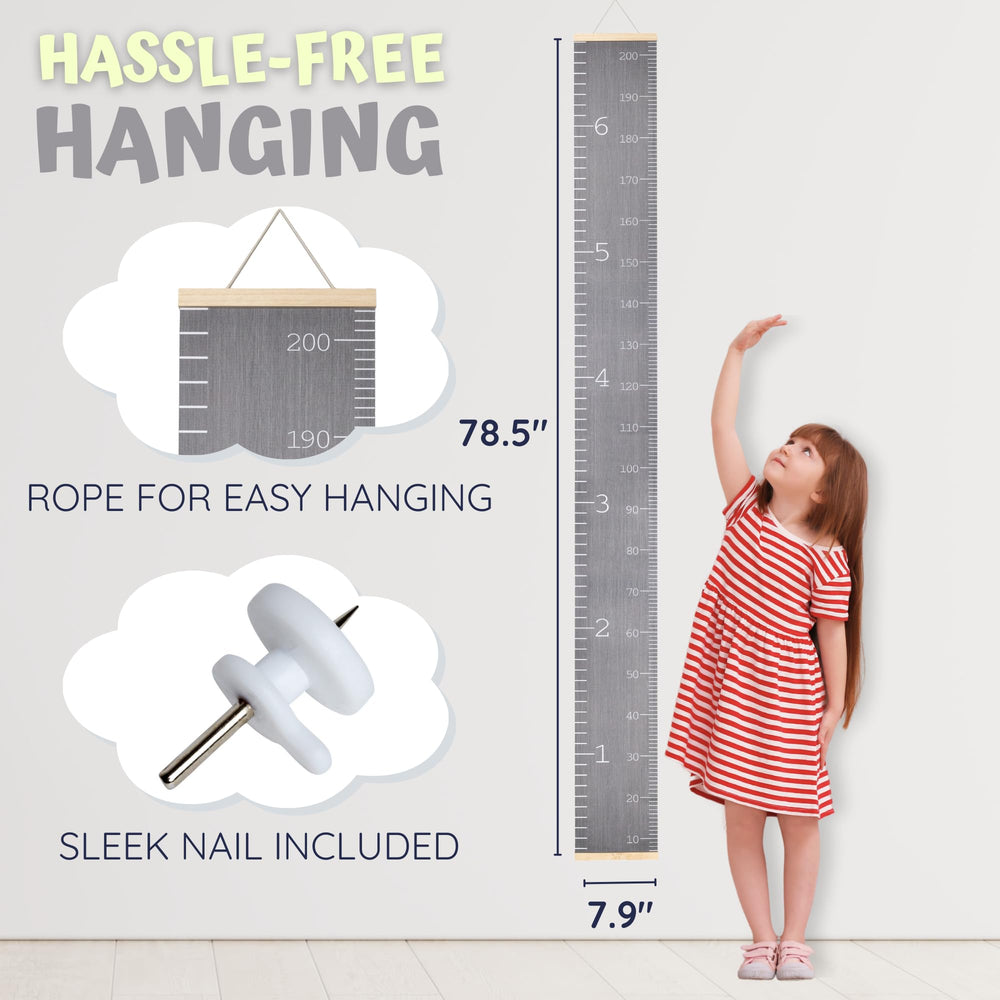 N7&Kent Growth Chart includes double-faced tape for secure bottom-frame installation